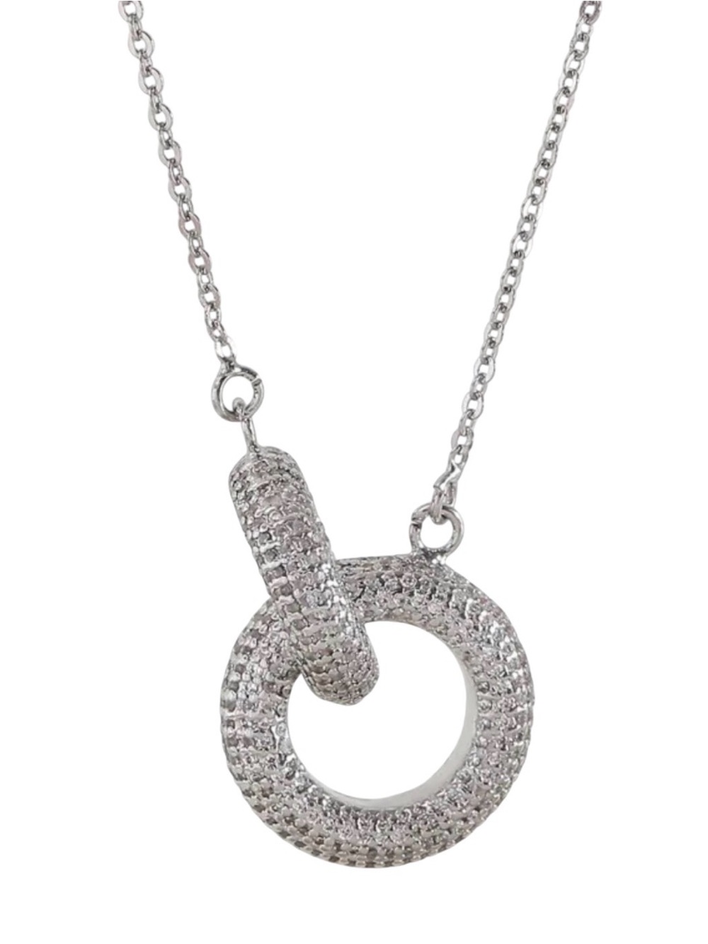 Interlocking Pave Circle Necklace NWT 18KT Gold Plated - Picture 2 of 3